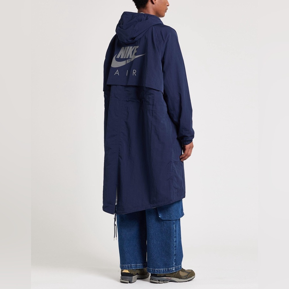 Nike Air x Kim Jones Trench Coat size S reversible navy pinstripe fishtail